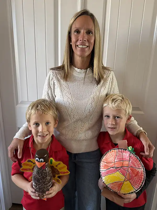 Crystal Snow with her sons at Thanksgiving